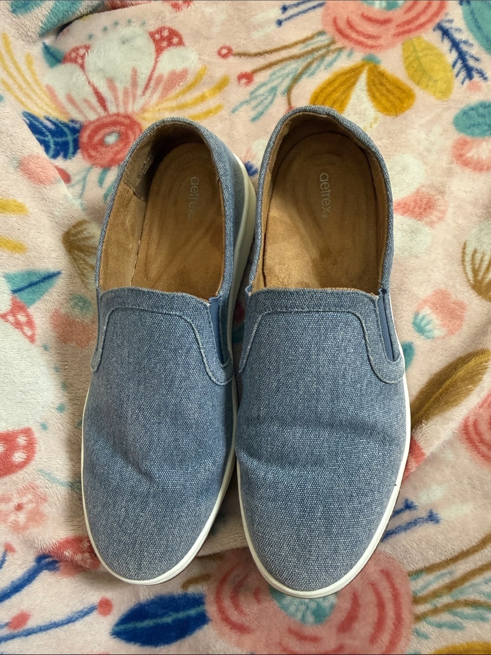 Aetrex Light Blue Slip-On Canvas Sneakers